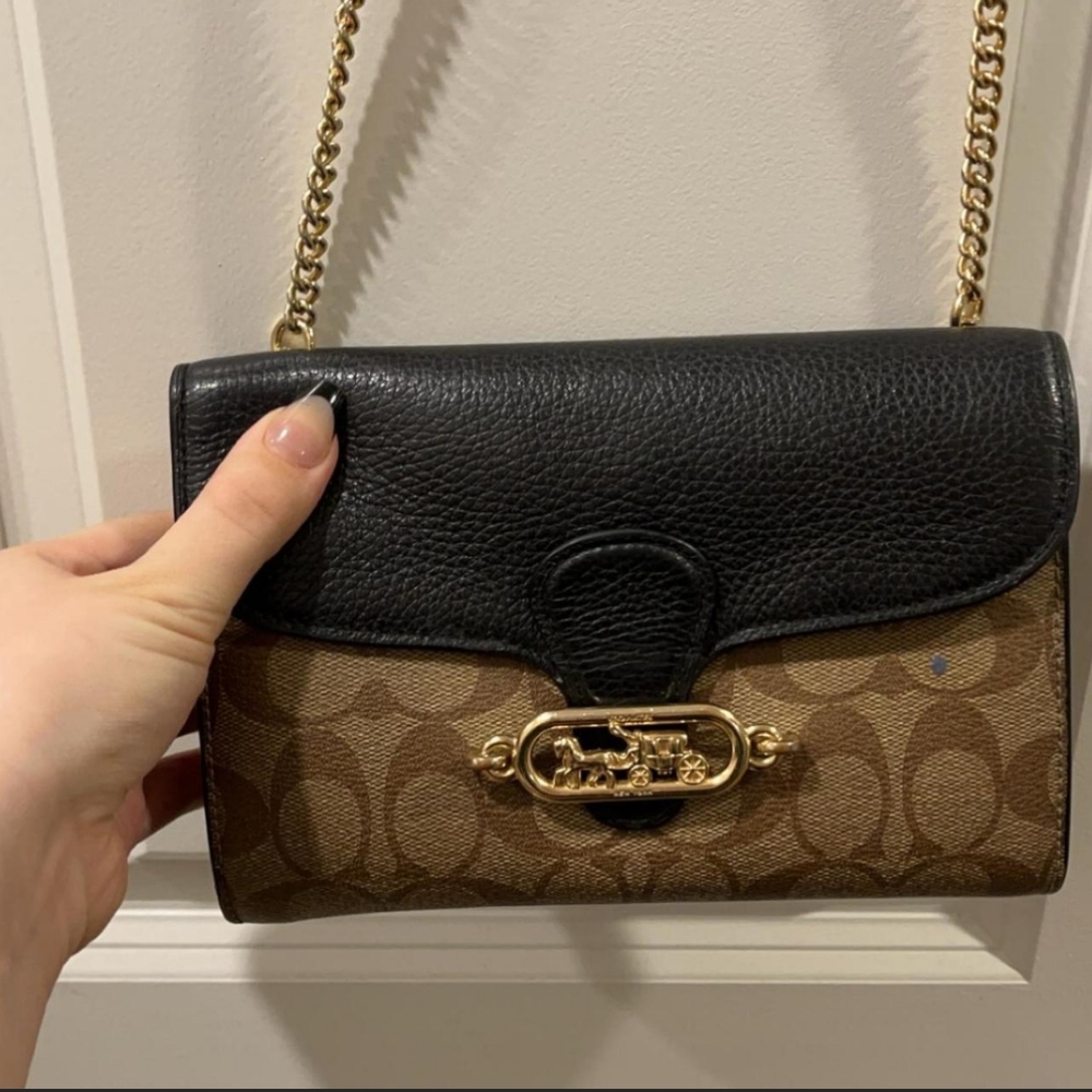 Coach clutch/purse gold/black/brown